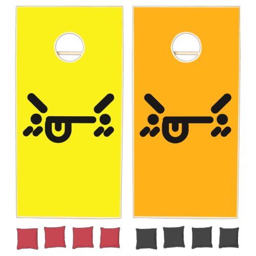 Naughty Angry Face Yellow & Orange Cornhole Set