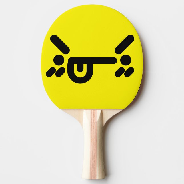 Naughty Angry Face Yellow Ping Pong Paddle (Front)