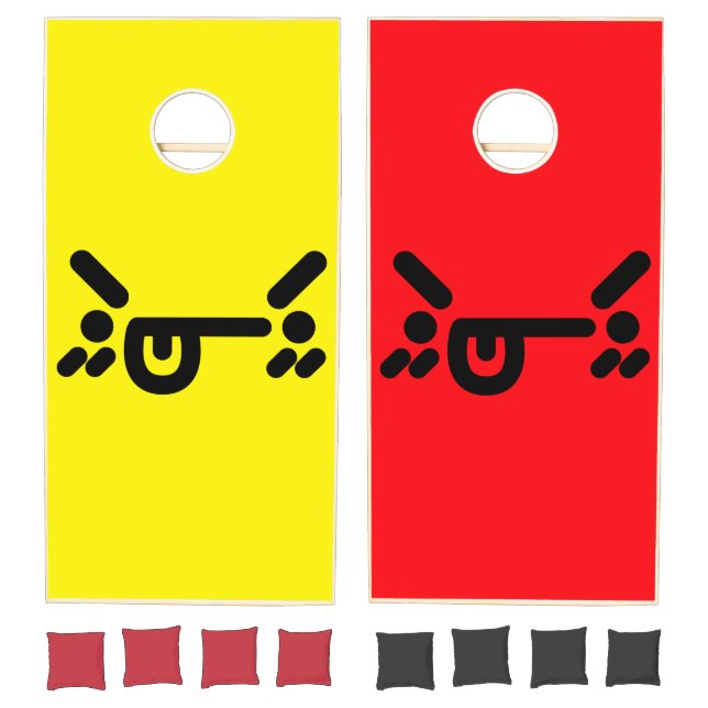 Naughty Angry Face Yellow & Red Cornhole Set (Set)