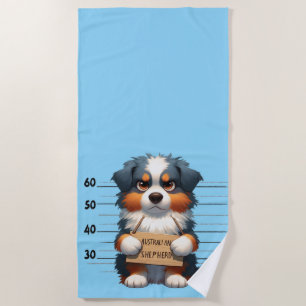 Naughty Australian Shepherd Beach Towel