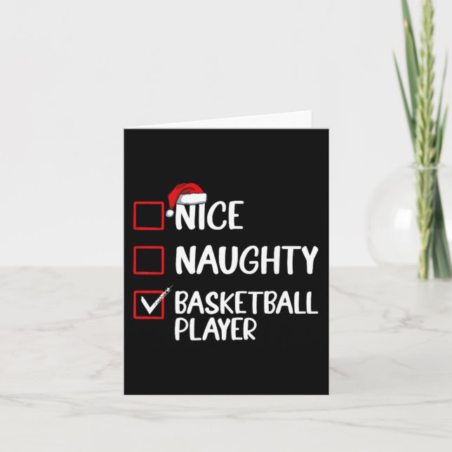Naughty Basketball Player Funny Christmas List Pre Card (Front)