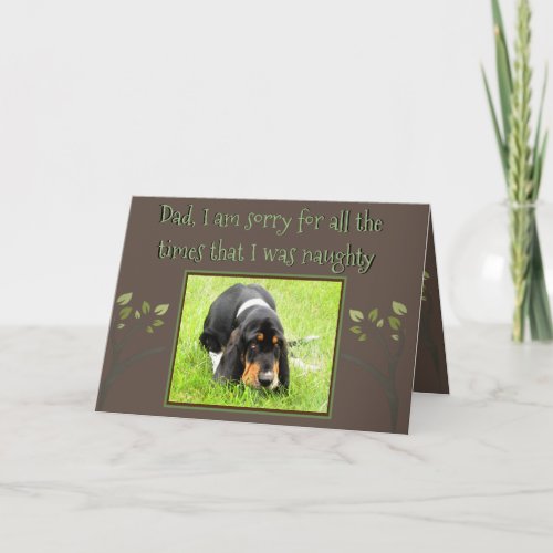 Naughty Basset on Funny Fathers Day Card
