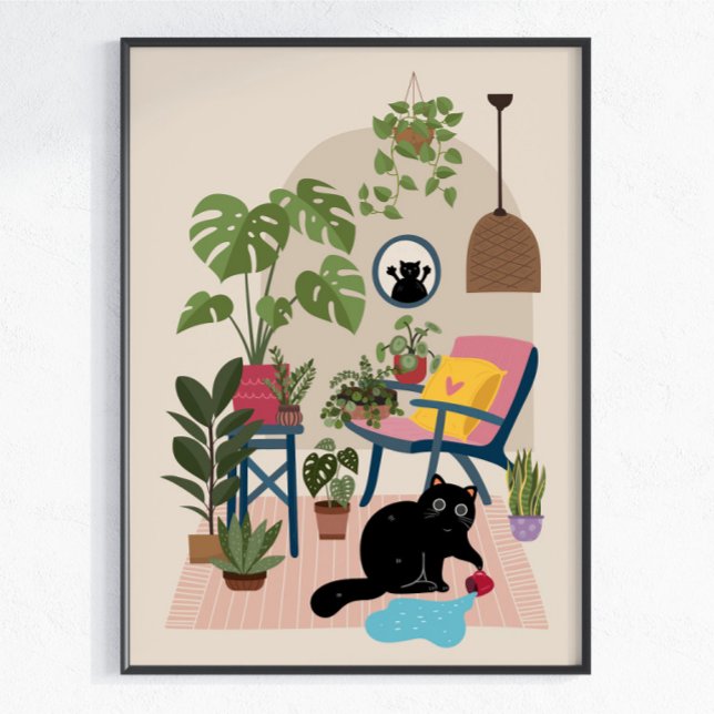 Naughty Black Cat Cute Funny Playful Cat Lover Poster (Creator Uploaded)
