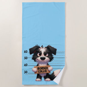 Naughty Border Collie Beach Towel
