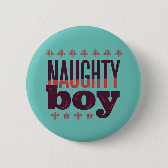 Naughty Boy Christmas Ugly Sweater Gift For Man Button (Front)