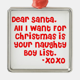Naughty boy list metal ornament
