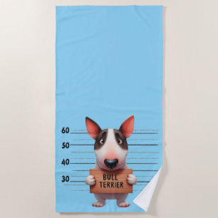 Naughty Bull Terrier Beach Towel
