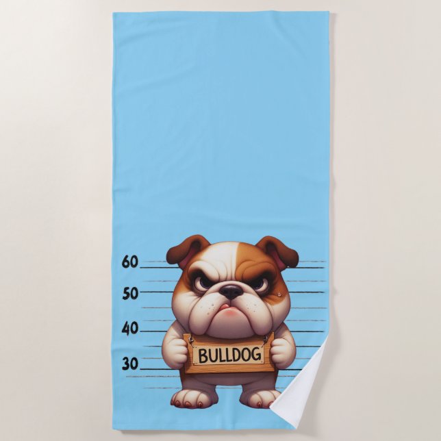 Naughty Bulldog Beach Towel (Front)