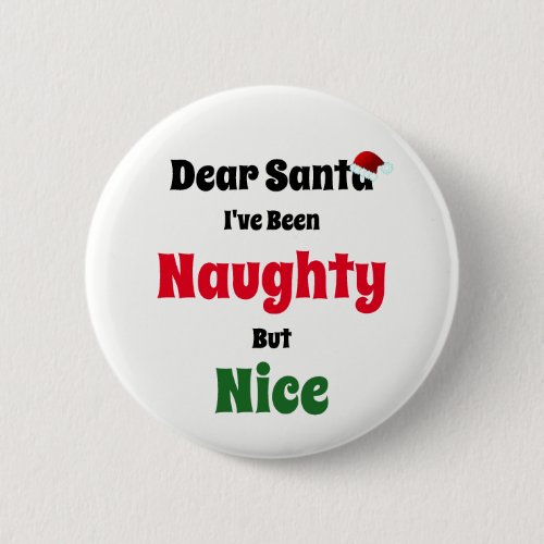 Naughty But Nice Christmas Button