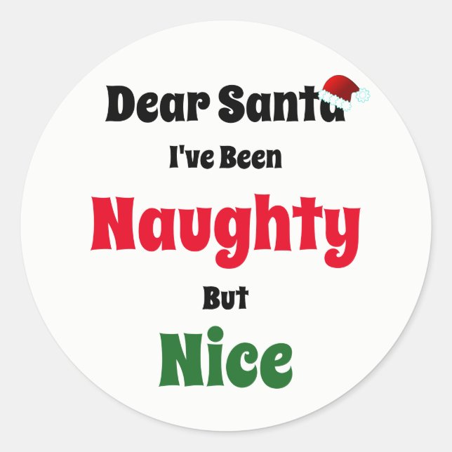 Naughty But Nice Christmas Classic Round Sticker (Front)