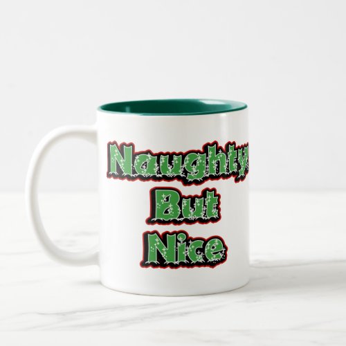 Naughty But Nice List Santa Christmas Two_Tone Coffee Mug