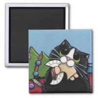 Naughty Cat at Christmas Magnet