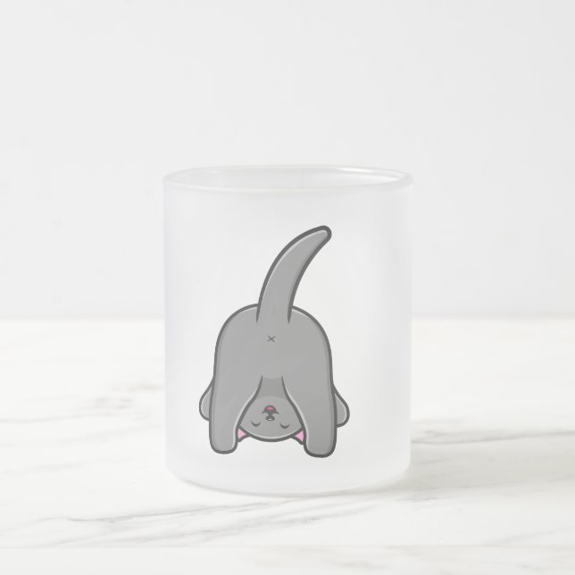 NAUGHTY CAT BACK DESIGN  FROSTED GLASS COFFEE MUG (Center)