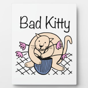 Naughty Cat Cartoon Plaque