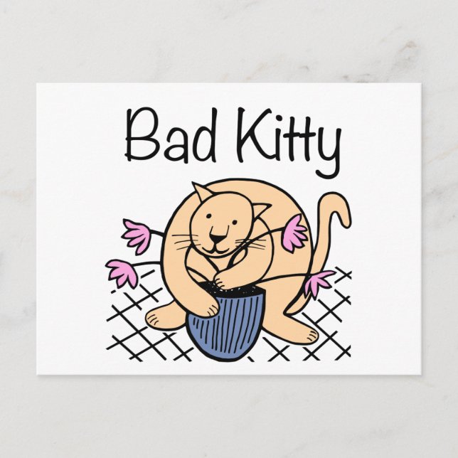 Naughty Cat Cartoon Postcard (Front)