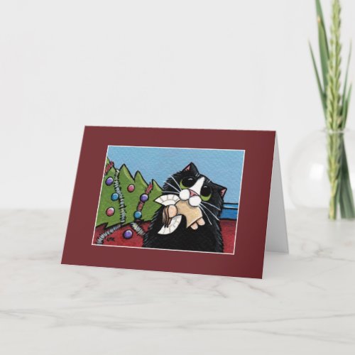 Naughty Cat  Christmas Angel  Christmas Card