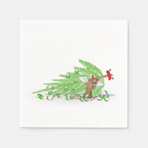 Naughty Cat Christmas Humor Holiday Joke Bad Kitty Napkins