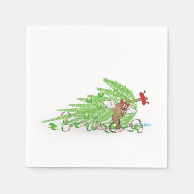 Naughty Cat Christmas Humor Holiday Joke Bad Kitty Napkins (Front)