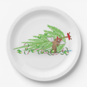Naughty Cat Christmas Humor Holiday Joke Bad Kitty Paper Plates
