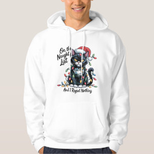 Naughty Cat Christmas T-Shirt – Funny Santa Hat  Hoodie