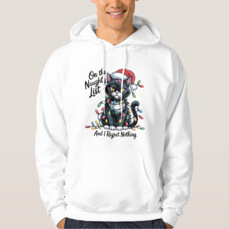 Naughty Cat Christmas T-Shirt – Funny Santa Hat Hoodie