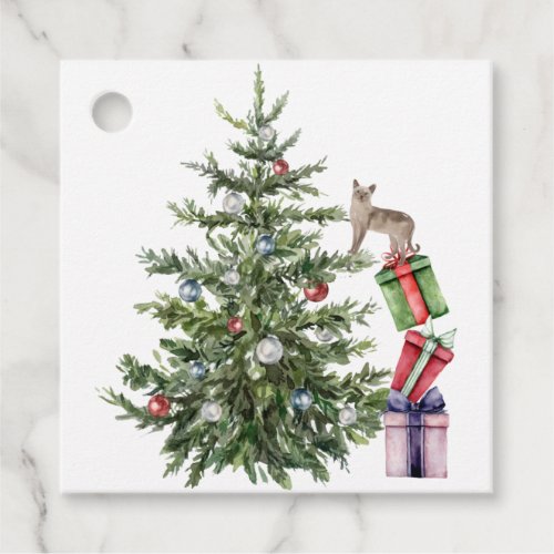 Naughty Cat Climbing a Christmas Tree Gift Tags