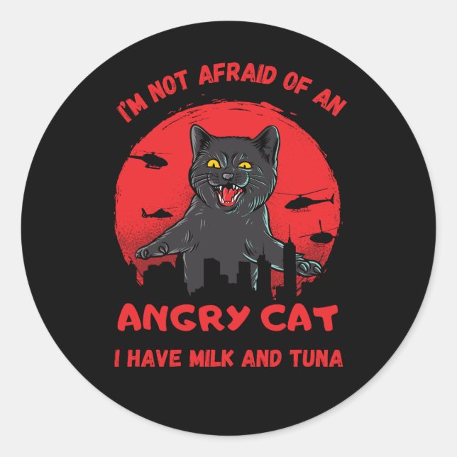 Naughty cat. Funny Cat Beast. Mischievous Cat Classic Round Sticker (Front)