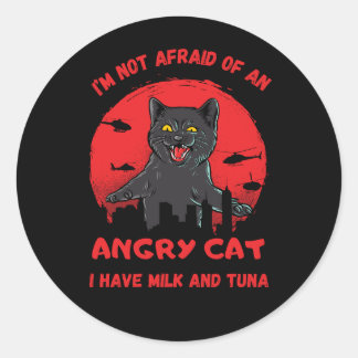 Naughty cat. Funny Cat Beast. Mischievous Cat Classic Round Sticker