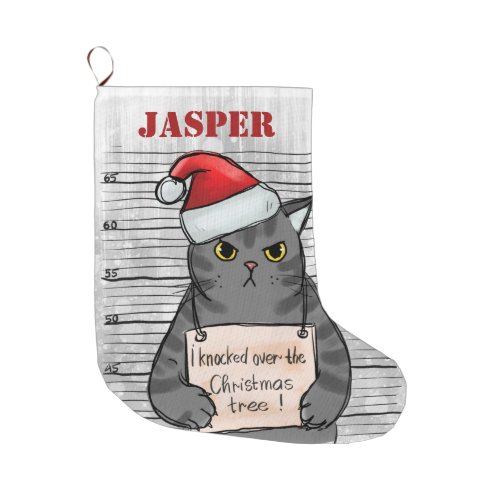 Naughty Cat Personalized Large Christmas Stocking