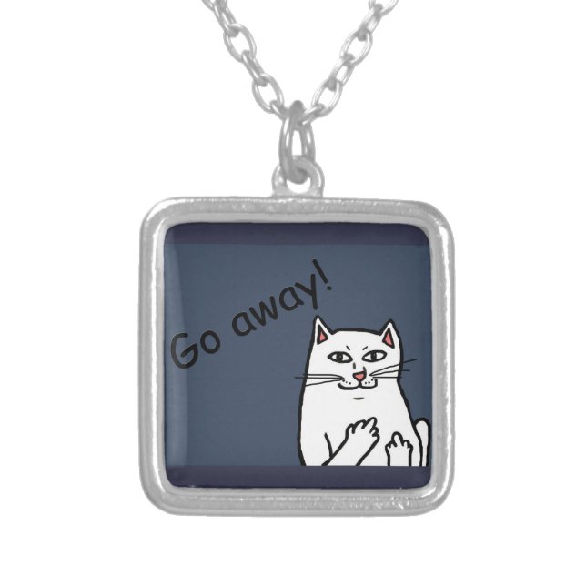 Naughty Cat Silver Plated Necklace (Front)