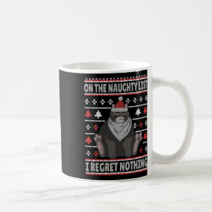 Naughty Cat Xmas Ugly Sweater I Regret Nothing Chr Coffee Mug