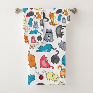 Naughty Cats Kittens Crowd Bath Towel Set