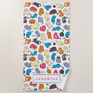 Naughty Cats Kittens Crowd Personalized Beach Towel