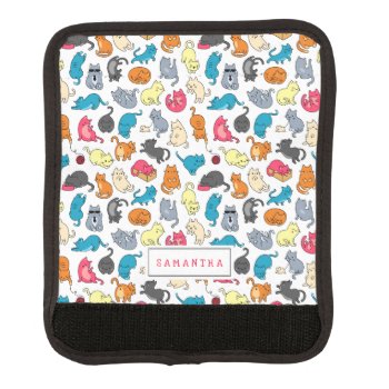 Naughty Cats Kittens Crowd Personalized Luggage Handle Wrap by riverme at Zazzle