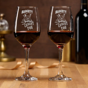 Naughty Caught You Wine Glass