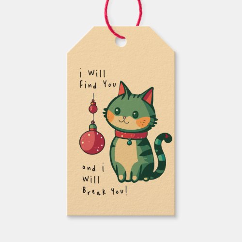 Naughty Christmas Cat Holiday Party Gift Tags