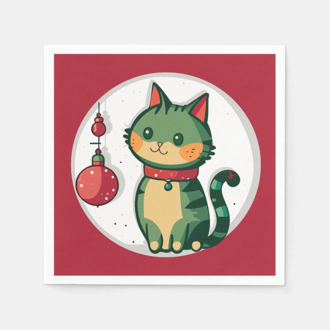 Naughty Christmas Cat Holiday Party Napkins (Front)