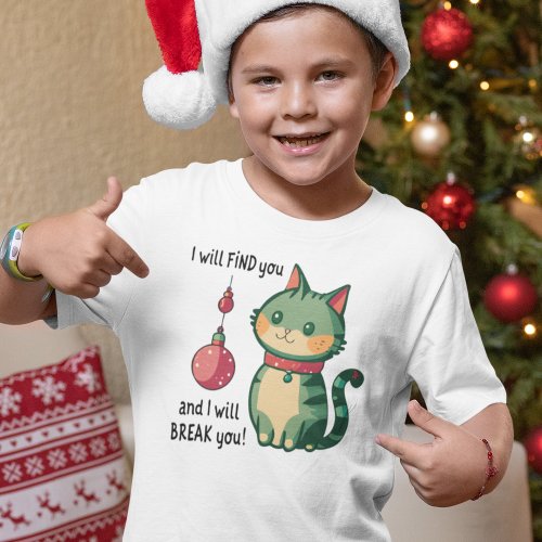Naughty Christmas Cat T_Shirt