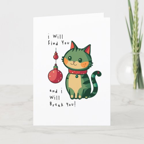 Naughty Christmas Cat Thank You Card