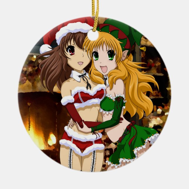 Naughty Christmas Ceramic Ornament (Front)