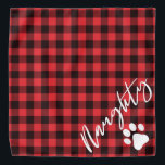 Naughty Christmas Dog Rustic Red Flannel Bandana<br><div class="desc">This bandana features rustic red flannel and a handwritten script font with the "naughty" half of naughty and nice. It makes the perfect Christmas bandana for your dog or cat.</div>