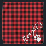 Naughty Christmas Dog Rustic Red Flannel Bandana<br><div class="desc">This bandana features rustic red flannel and a handwritten script font with the "naughty" half of naughty and nice. It makes the perfect Christmas bandana for your dog or cat.</div>