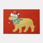 Naughty Christmas Goldendoodle Xmas Red Burlap Doormat at Zazzle