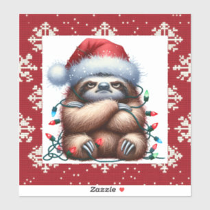 Naughty Christmas Lights Sloth Sticker