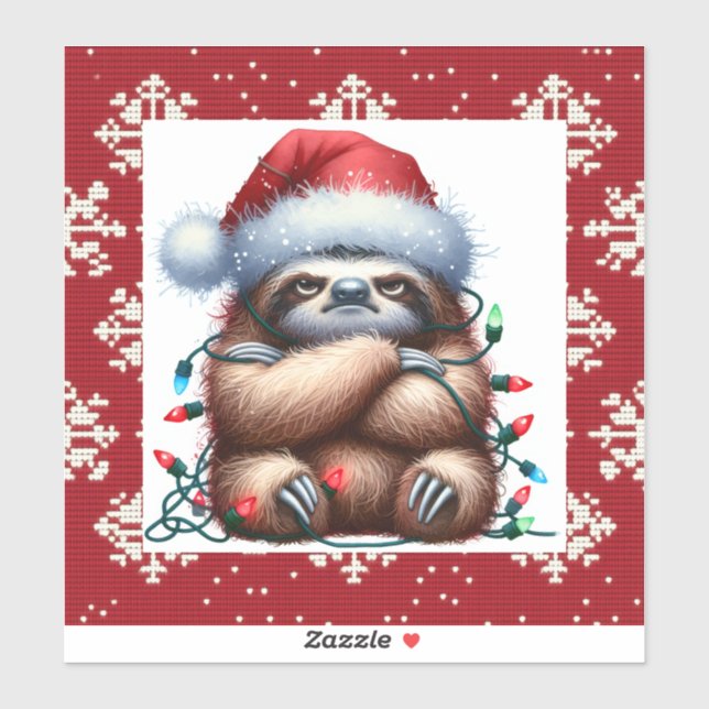 Naughty Christmas Lights Sloth Sticker (Sheet)