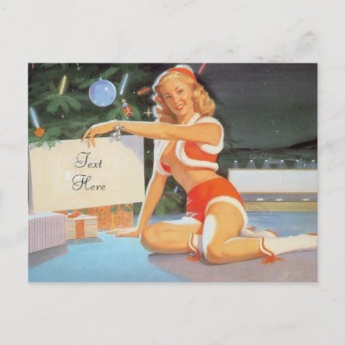 Naughty Christmas Message Pin Up Girl Holiday Postcard