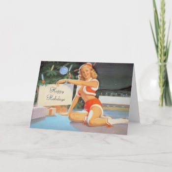 Naughty Christmas Message Pin-up Greeting Card by VintageBeauty at Zazzle
