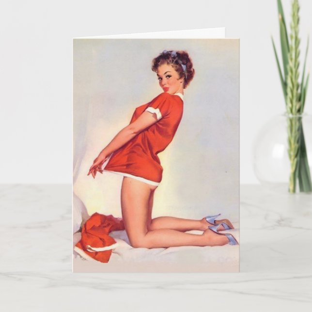 Naughty Christmas Pin-Up Greeting Card (Front)