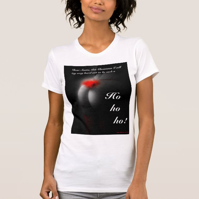 Naughty Christmas Santa Joke Ladies T-shirt (Front)