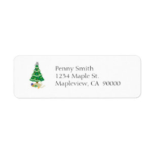 Naughty Christmas Tree Kitty Cat Label